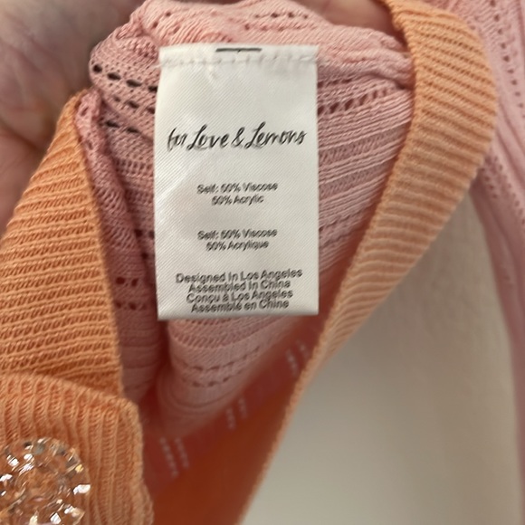 FOR LOVE AND LEMONS Pink Orange Phoebe Pointelle Crop - Picture 6 of 7